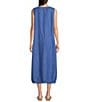 Eileen Fisher Petite Washed Organic Linen Ballet Neck Sleeveless Lantern Dress, Color:Ultramarine - Image 2