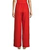 Color:Flame - Image 2 - Pleated Linen Wide-Leg Pull-On Pants
