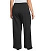 Eileen Fisher Plus Size Organic Cotton Blend Brushed Terry Elastic Waist Straight Side Vent Pants, Color:Black - Image 4