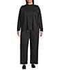 Eileen Fisher Plus Size Organic Cotton Blend Brushed Terry Elastic Waist Straight Side Vent Pants, Color:Black - Image 5