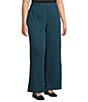 Eileen Fisher Plus Size Organic Cotton Blend Brushed Terry Elastic Waist Straight Side Vent Pants, Color:Alpine - Image 3