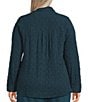Eileen Fisher Plus Size Organic Cotton Blend Bubble Jacquard Point Collar Long Sleeve Button Front Top, Color:Alpine - Image 2