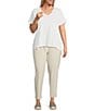 Eileen Fisher Plus Size Washable Stretch Crepe Slim Leg Ankle Pants, Color:Bone - Image 3