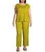 Eileen Fisher Plus Crushed Silk Elastic Waist Pull-On Ankle Coordinating Pants, Color:Golden Pear - Image 3