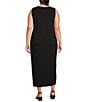 Eileen Fisher Plus Jersey Knit Round Neck Sleeveless Midi Dress, Color:Black - Image 2