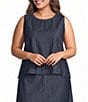 Eileen Fisher Plus Lightweight Denim Round Neck Sleevless Shell Top - Image 1