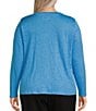Eileen Fisher Plus Linen Jersey Round Neck Long Sleeve Top, Color:Azure - Image 2