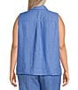 Eileen Fisher Plus Organic Handkerchief Linen Point Collar Sleeveless Button Front Shirt, Color:Ultramarine - Image 2