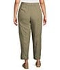 Eileen Fisher Plus Puckered Organic Linen Yarn-Dyed Stripe Elastic Waist Pull-On Pants, Color:Branch - Image 2