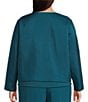 Eileen Fisher Plus Quilted Silk Round Neck Long Sleeve Jacket, Color:Habor - Image 2