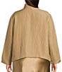 Eileen Fisher Plus Silk Linen Stand Collar Long Sleeve Box Jacket, Color:Biscuit - Image 2