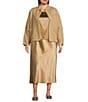 Eileen Fisher Plus Silk Linen Stand Collar Long Sleeve Box Jacket, Color:Biscuit - Image 3