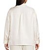 Eileen Fisher Plus Silk Twill Mandarin Collar Long Sleeve Button Front Top, Color:Soft White - Image 2