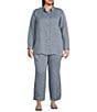 Color:Chambray - Image 3 - Plus Size Chambray Yarn Dyed Organic Linen Point Collar Long Sleeve Button-Front Shirt