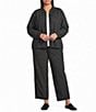 Eileen Fisher Plus Size Cotton-Blend Yarn-Dyed Stripe Pull-On Lantern Coordinating Pants - Image 3