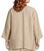 Eileen Fisher Plus Size Crinkle Shimmer High Collar Bracelet Sleeve Open Front Jacket, Color:Wheat - Image 2