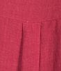 Color:Geranium - Image 4 - Plus Size Delave Organic Linen Point Collar Short Sleeve Button-Front Shirt Dress