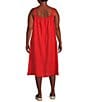 Color:Flame - Image 2 - Plus Size Delave Organic Linen Scoop Neck Sleeveless Ruched Cami Shift Dress