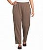 Eileen Fisher Plus Size Organic Cotton Blend Brushed Terry Pull-On Straight Leg Ankle Pants - Image 1