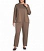 Eileen Fisher Plus Size Organic Cotton Blend Brushed Terry Pull-On Straight Leg Ankle Pants - Image 3