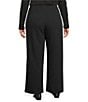 Eileen Fisher Plus Size Organic Cotton Blend Waffle Doubleknit Drawstring Wide Ankle Pants, Color:Black - Image 2