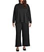 Eileen Fisher Plus Size Organic Cotton Blend Waffle Doubleknit Drawstring Wide Ankle Pants, Color:Black - Image 3