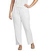 Eileen Fisher Plus Size Organic Cotton Blend Waffle Doubleknit Drawstring Wide Ankle Pants - Image 1