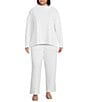 Eileen Fisher Plus Size Organic Cotton Blend Waffle Doubleknit Drawstring Wide Ankle Pants - Image 3