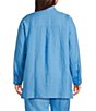 Eileen Fisher Plus Size Organic Handkerchief Linen Point Collar Long Sleeve Button-Front Shirt, Color:Azure - Image 2