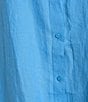 Eileen Fisher Plus Size Organic Handkerchief Linen Point Collar Long Sleeve Button-Front Shirt, Color:Azure - Image 4