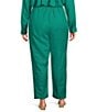 Color:Sea Star - Image 2 - Plus Size Organic Linen Ankle Pleated Lantern Leg Pull-On Ankle Pants
