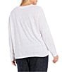 Color:White - Image 2 - Plus Size Organic Linen Jersey Knit Crew Neck Long Sleeve Tee Shirt