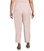 Color:Crystal Pink - Image 2 - Plus Size Organic Linen Lantern-Leg Pull-On Cropped Pants
