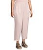 Color:Crystal Pink - Image 3 - Plus Size Organic Linen Lantern-Leg Pull-On Cropped Pants