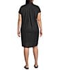 Eileen Fisher Plus Size Organic Linen Notch Collar Cap Sleeve Shirtdress, Color:Black - Image 2