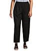 Eileen Fisher Plus Size Organic Linen Pleated Lantern Ankle Pants, Color:Black - Image 1