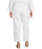 Eileen Fisher Plus Size Organic Linen Pleated Lantern Ankle Pants, Color:White - Image 2