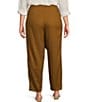 Color:Bronze - Image 2 - Plus Size Organic Linen Relaxed Wide-Leg Elastic Waist Pocketed Ankle Pants