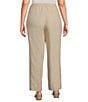 Color:Undyed Natural - Image 2 - Plus Size Organic Linen Relaxed Wide-Leg Elastic Waist Pocketed Ankle Pants