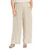 Color:Undyed Natural - Image 1 - Plus Size Organic Linen Relaxed Wide-Leg Elastic Waist Pocketed Ankle Pants