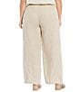 Color:Undyed Natural - Image 2 - Plus Size Organic Linen Relaxed Wide-Leg Elastic Waist Pocketed Ankle Pants