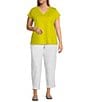 Color:Citron - Image 3 - Plus Size Organic Pima Cotton Jersey V-Neck Short Sleeve Tee Shirt