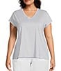 Color:Wisteria - Image 1 - Plus Size Organic Pima Cotton Jersey V-Neck Short Sleeve Tee Shirt