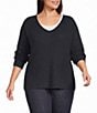 Eileen Fisher Plus Size Peruvian Cotton-Blend V-Neck Long Sleeve Sweater - Image 1