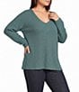 Eileen Fisher Plus Size Peruvian Cotton-Blend V-Neck Long Sleeve Sweater - Image 1