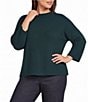 Eileen Fisher Plus Size Peruvian Organic Cotton-Blend Funnel Neck Bracelet Sleeve Sweater - Image 1
