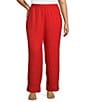 Color:Flame - Image 1 - Plus Size Pleated Wide-Leg Pull-On Ankle Pant