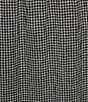 Color:Black/White - Image 3 - Plus Size Puckered Check Organic Linen Elastic Waist A-Line Gathered Midi Skirt