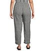 Eileen Fisher Plus Size Puckered Organic Linen Gingham Taper Ankle Coordinating Pants, Color:Black White - Image 2