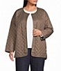 Eileen Fisher Plus Size Quilted Round Neck Long Sleeve Short Coat - Image 1